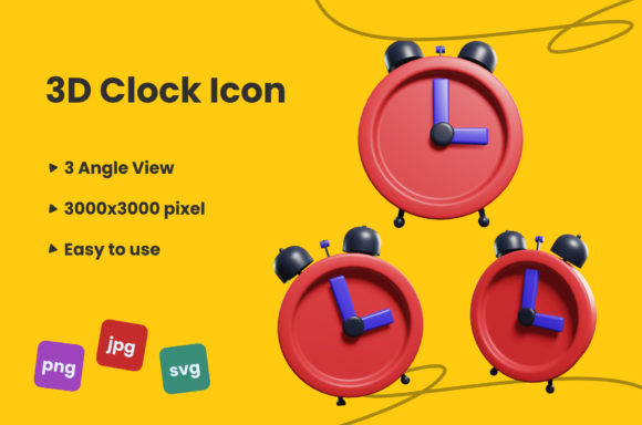 3D Clock Icon Graphics for Decorative Elements