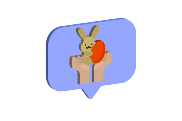3D Easter Icon Egg and Bunny Graphics for Freebies