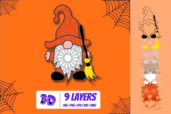 3D Gnome 3 SVG for Laser Cutting & Autumn Amp