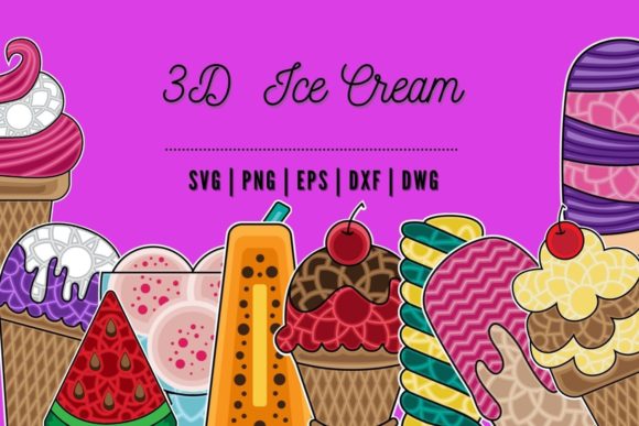 3D Ice Cream SVG Bundle: Laser Cutting & Wall Decor