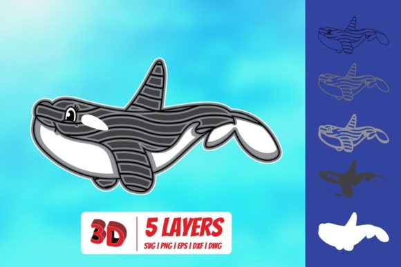 3D Killer Whale SVG Graphics for Crafts