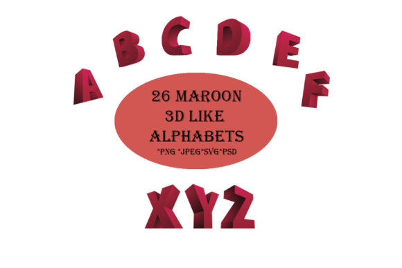 3D LIKE Maroon Alphabetic Clipart for Graphics and Illustrations