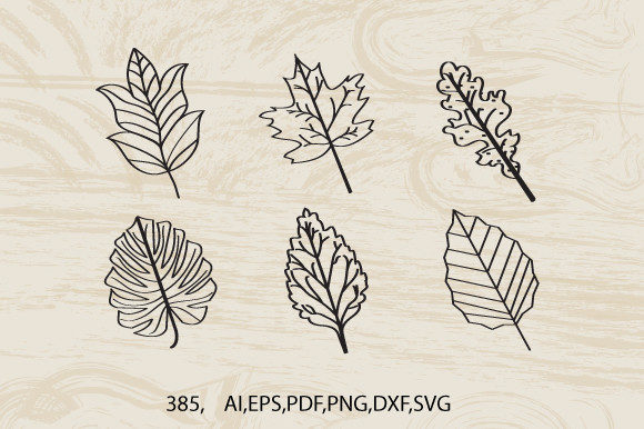 3d Line Art Autumn Leaves Bundle SVG Art for Graphics and Crafts
