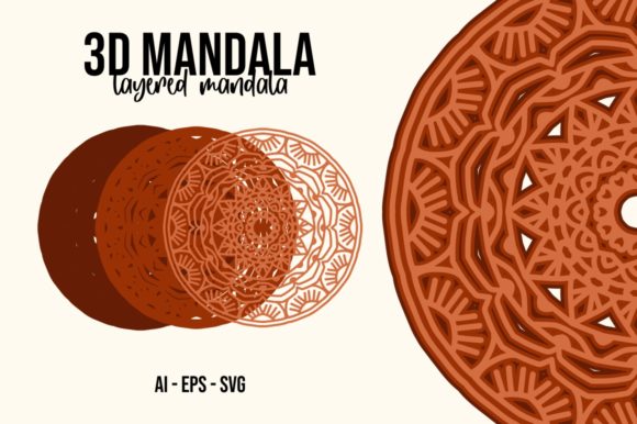 3D Mandala Flower - Paper Cut Graphics for Crafts