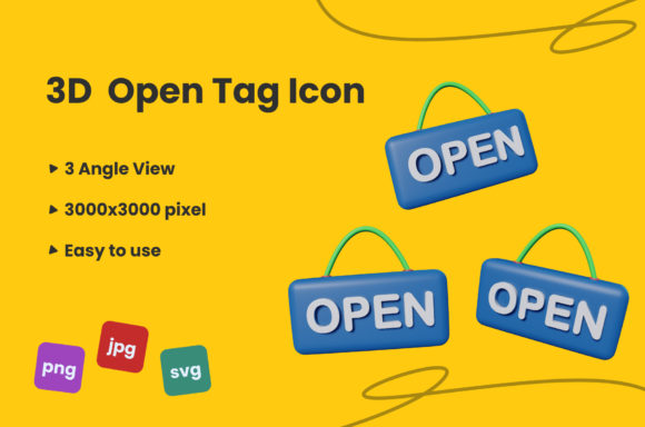 3D Open Tag Icon: A Practical Review for Graphics and Decorative Elements