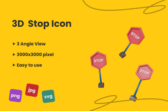 3D Stop Icon: A Versatile Graphics and Icons Asset for Modern Design