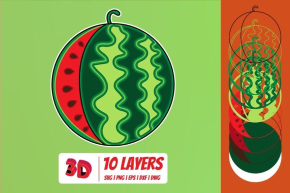3D Watermelon SVG Cut File for Laser Cutting and Wall Decor