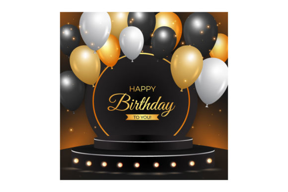 Birthday with 3D Podium and Balloons Graphics for Creators