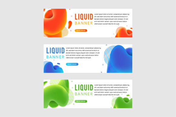 Bubble Liquid 3d Horizontal Banner for Graphics & Corporate Identity Sets