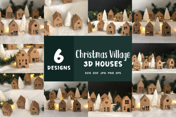 Christmas 3D Village Bundle: Graphics for Crafts & Design