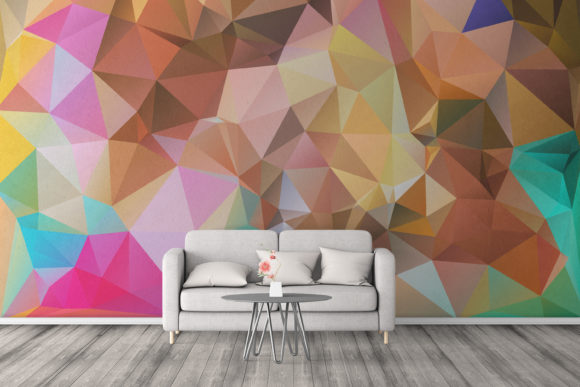 Colorful Polygonal Background Review for Real Embroidery