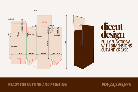 Cosmetics Packaging Box Die Cut Design for Graphics and Crafts