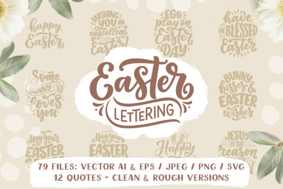 Easter Lettering Set: Premium Graphics for Crafts