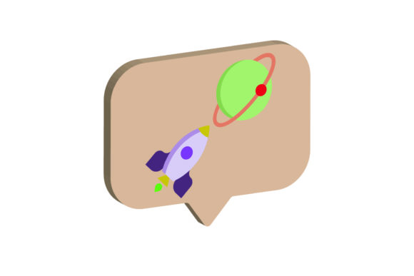Icon 3D Space Plane and Saturn Graphics for Modern Illustrations
