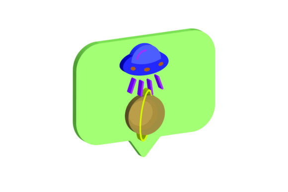 Icon 3D Space Ufo and Saturn Graphics & Illustrations