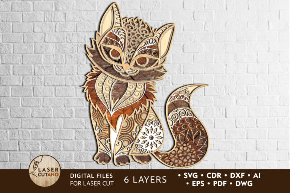 Multilayer Laser Cut File KITTY for Wall Decor & Web
