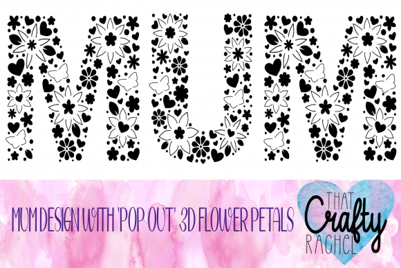 Mum 3D Pop Up Petal Butterfly Graphics for Crafts