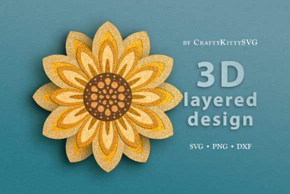 Sunflower 3D Laser Cut Template for Ornaments and Web