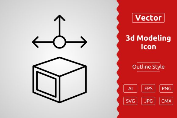 Vector 3d Modeling Outline Icon for Modern Graphics